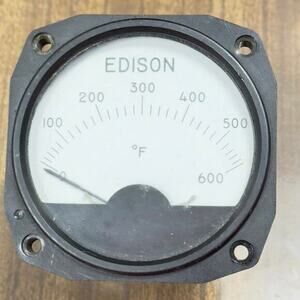 Vintage Edison 0-600 Degrees Fahrenheit Gauge Part Number 19893 22.5 Volt